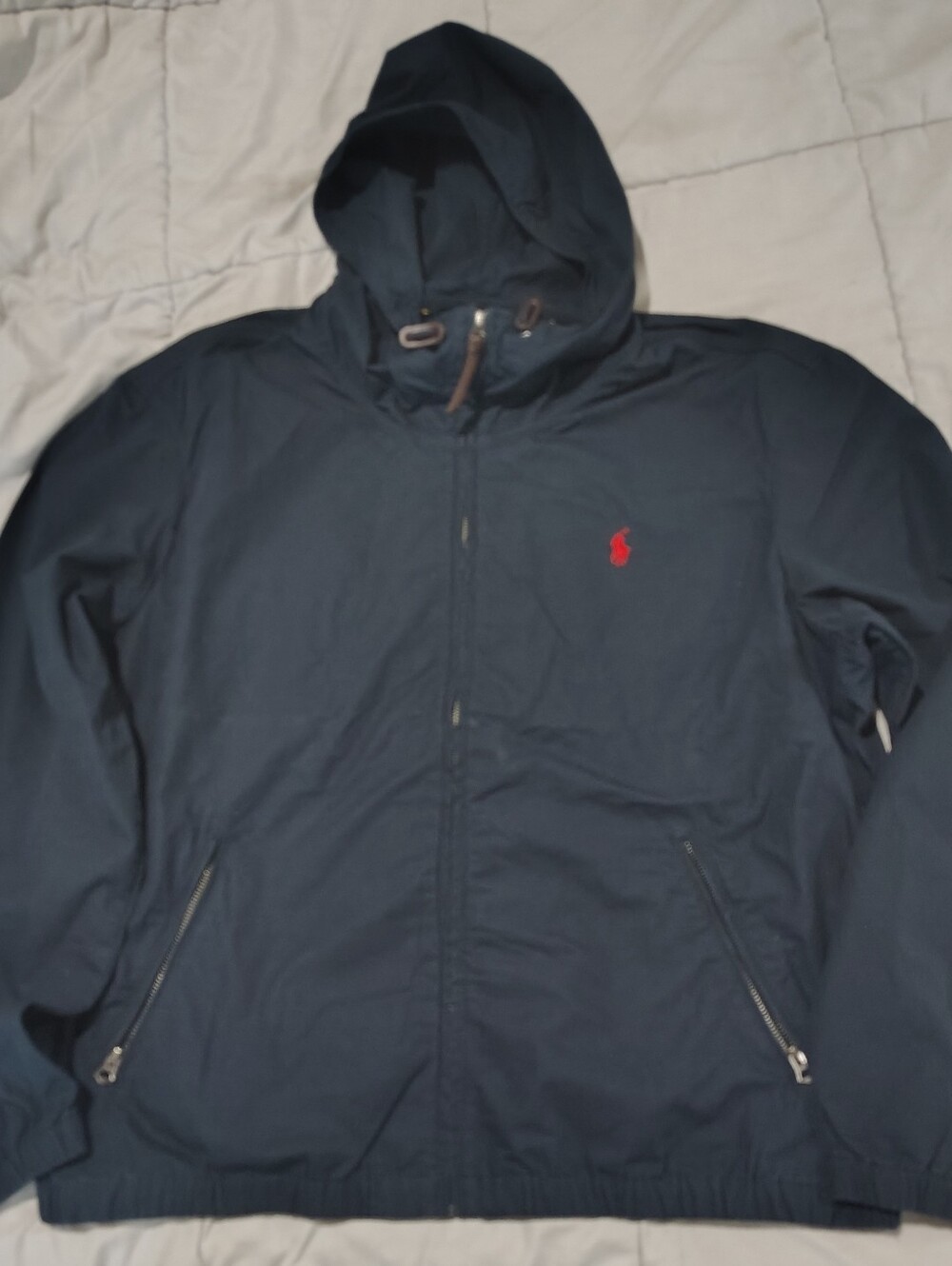 Polo Ralph Lauren Black Hooded Jacket Men's XXL Full Zip Red Pony Logo